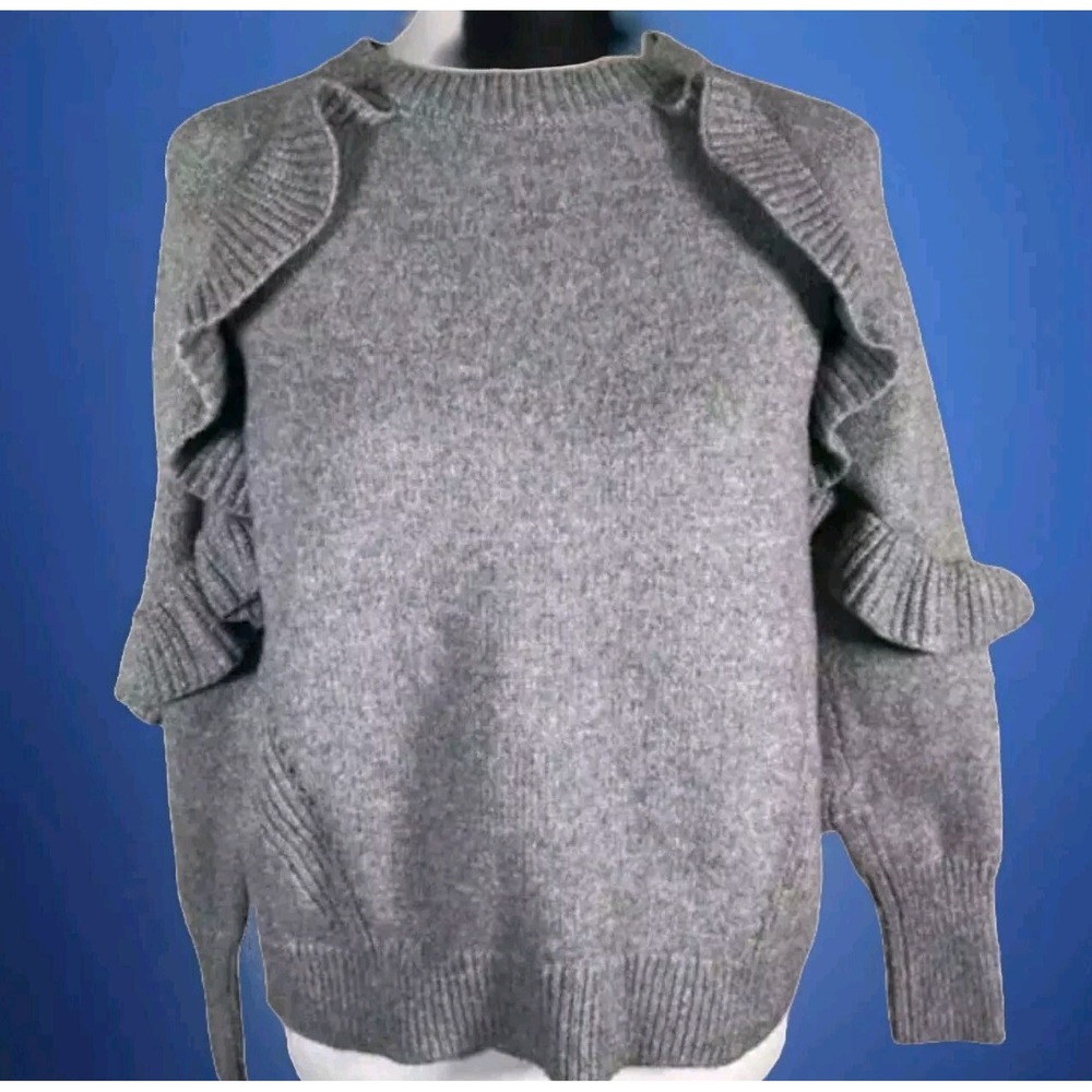 Time and Tru Pullover Sweater Shimmering Gray‎ Soft Ruffle Knit Sz L 12-14   21B